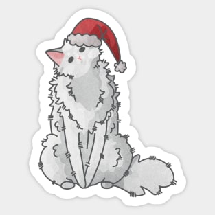 Christmas Cat - White Maine Coon Furball Sticker